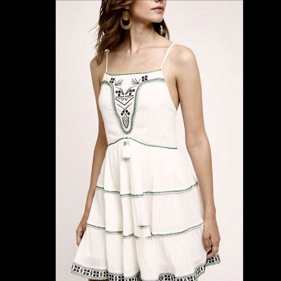 Anthropologie Flannel Gauzy Tiered Embroider 3/L - Picture 3 of 3